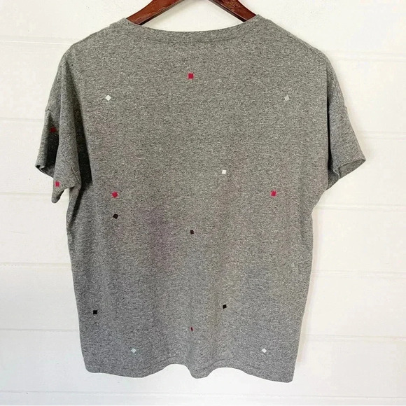 Madewell Gray Embroidered Square Dot Scoop Neck Short Sleeve Oversized Tee XS - Picture 8 of 8